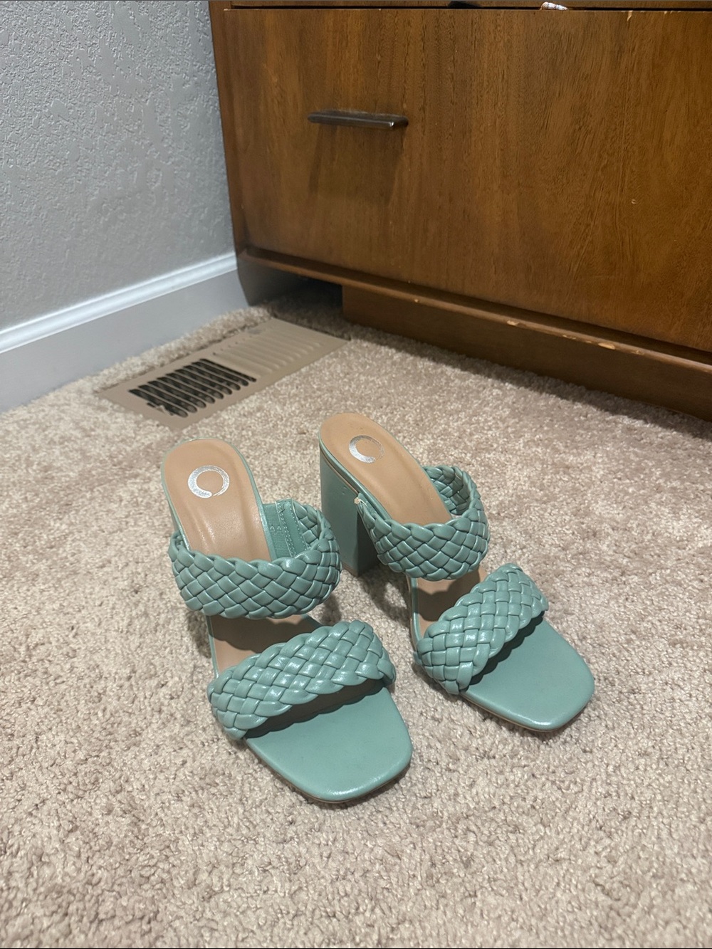 Journee Collection Braided Double-Strap Block Heel Sandals in Sage